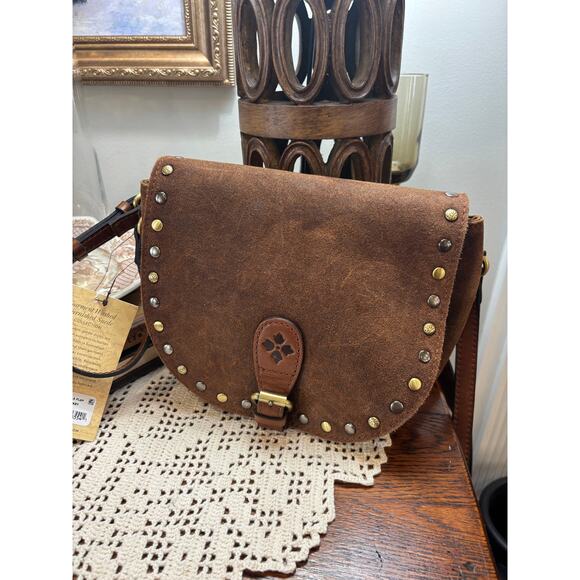 Patricia Nash Isola Flap Crossbody Whiskey Brown Washed Burnished Suede NWT boho - Picture 15 of 15